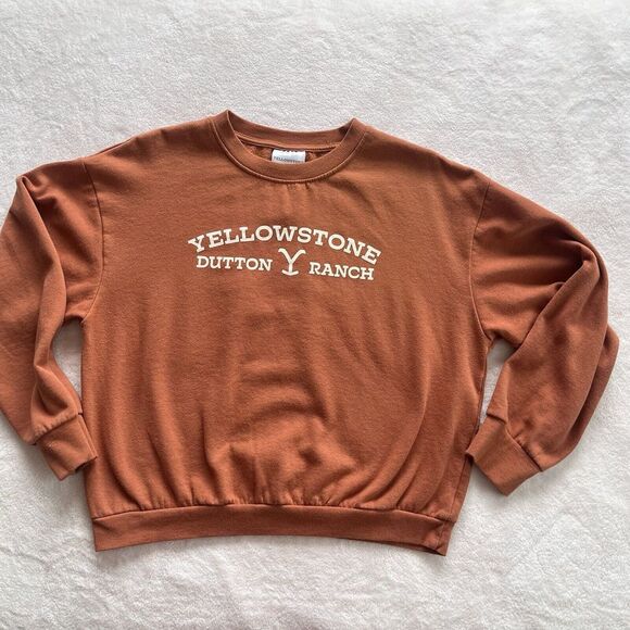 Tops - Yellowstone Womens L Sweatshirt Pullover Dutton‎ Ranch Fleece Crop Sweater